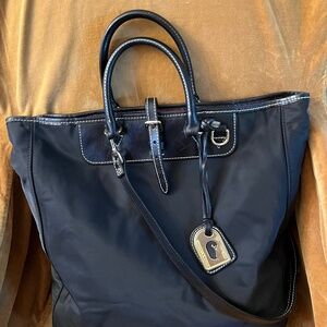 Dooney & Burke Tote - Black Nylon with Black Leather Handles and Trimming